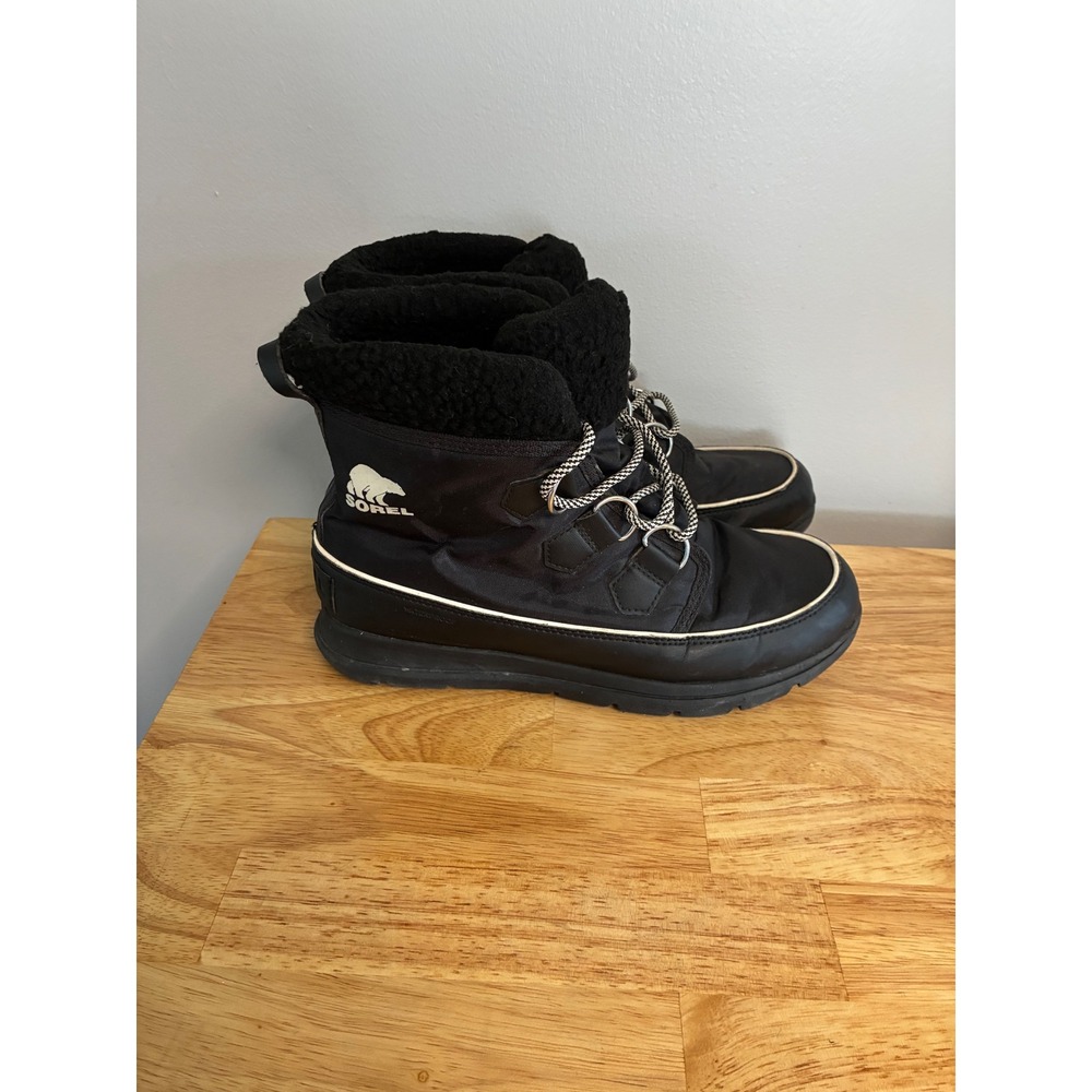 Sorel Explorer Joan Black Waterproof Winter Boots NL3040-010 Womens 10
